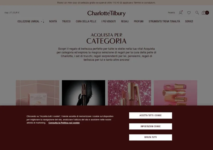 Schermata della pagina offerta di Charlotte Tilbury