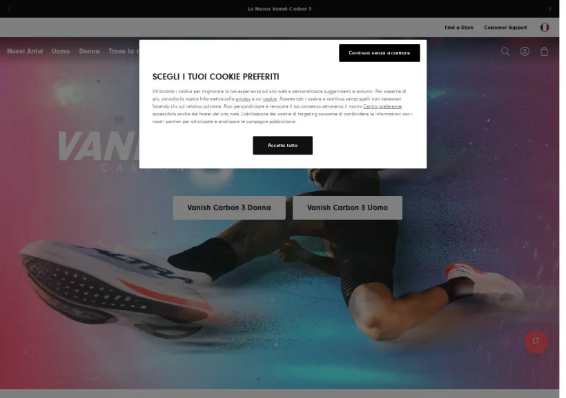 Schermata della pagina offerta di Altra Running