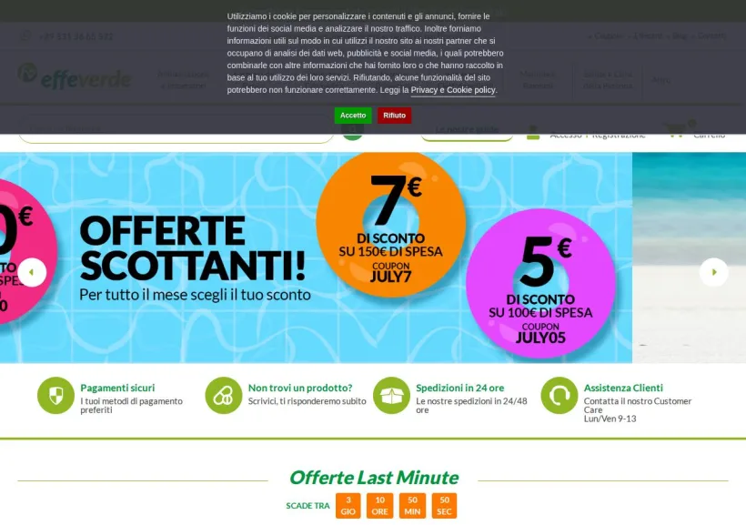 Schermata della pagina offerta di Effeverde