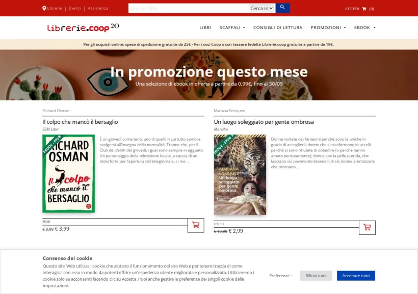 Schermata della pagina offerta di Librerie Coop