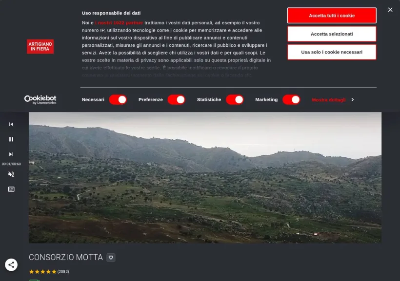 Schermata della pagina offerta di  Artigianoinfiera