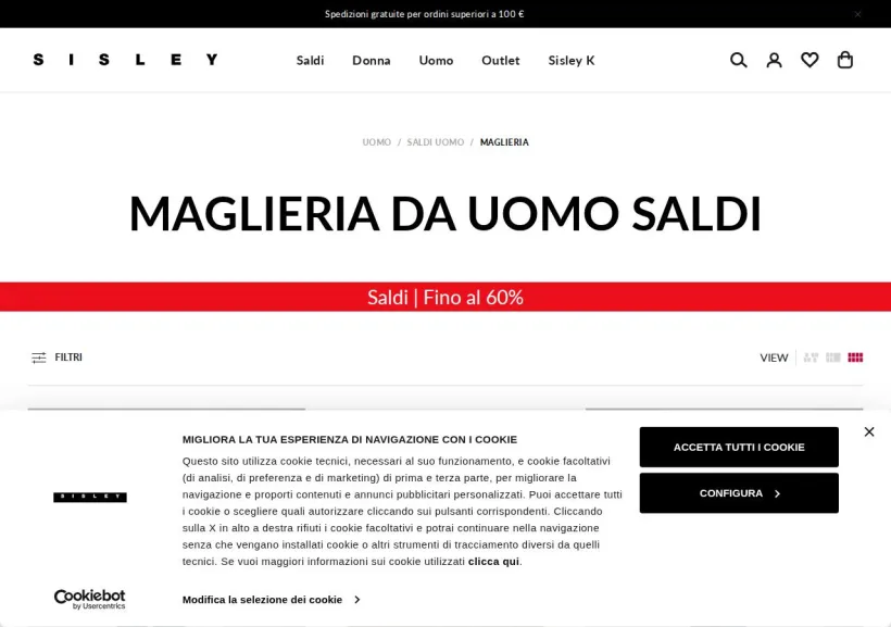 Schermata della pagina offerta di Sisley